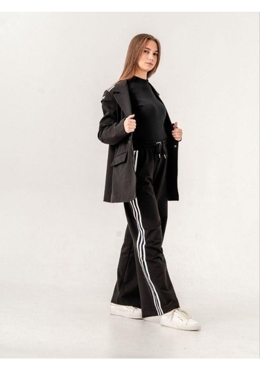 Kız Çocuk Pamuklu Astarlı Pantolon Ceket Tasarım Takım-14221 Siyah