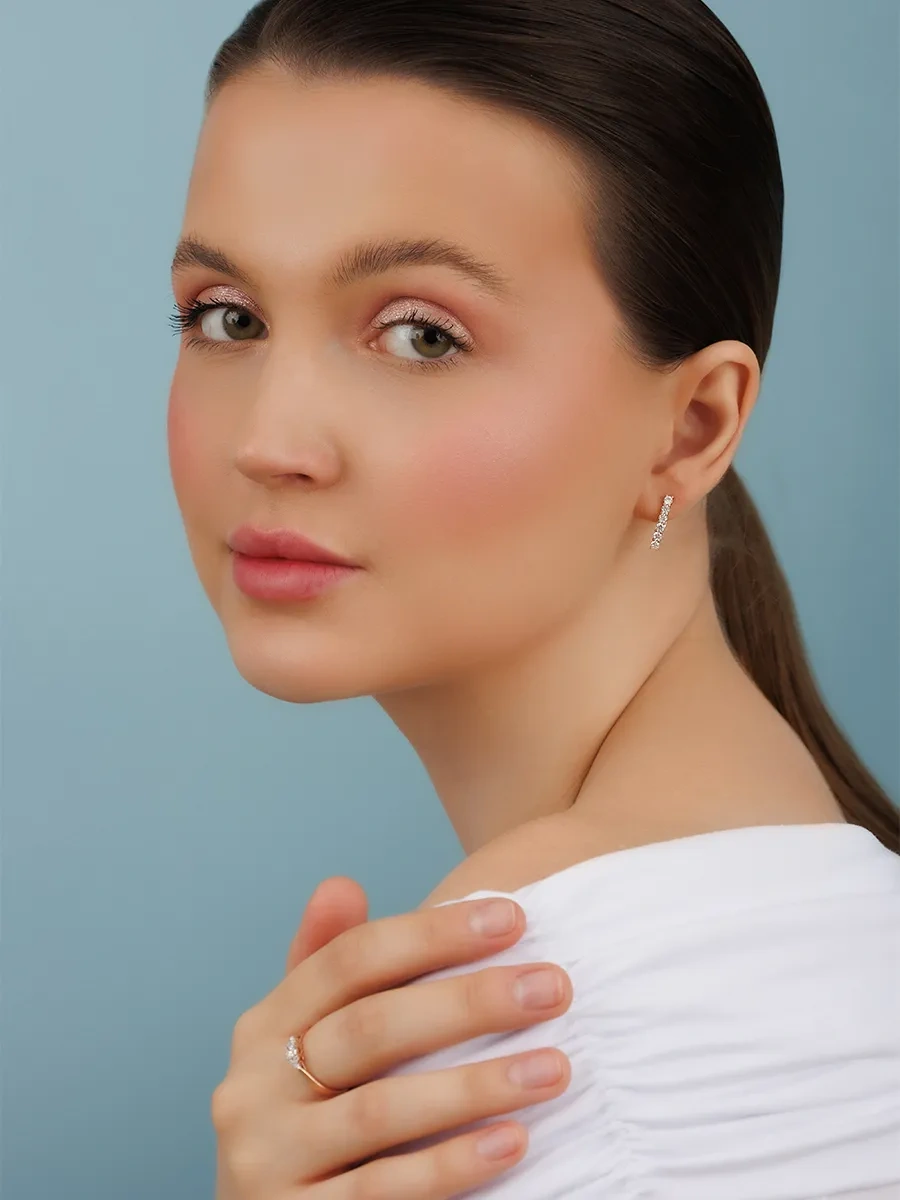 Veronika Jewelry Factory 925 Ayar Gümüş Yol Şeritli Sütaşlı Küpe 418578175 Altın