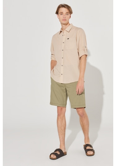 Regular Fit Normal Kesim %100 Pamuk Normal Bel Haki Chino Şort L231406801 Haki