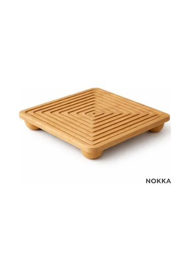 Bambu Dekoratif Top Ayaklı Kare Sunum Tabağı 28 X 28 Cm Renksiz