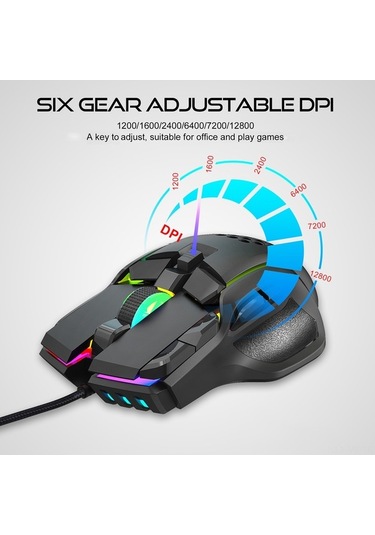 Novahub Hxsj S700 Rgb Oyun Faresi - 10 Tuşlu, 12800 Dpı, 20m Tıklama Ömrü 001