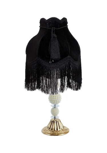 Siyah Kadife Kaplı Yatak Odası Salon İçin Vintage Abajur AB0337 Diğer