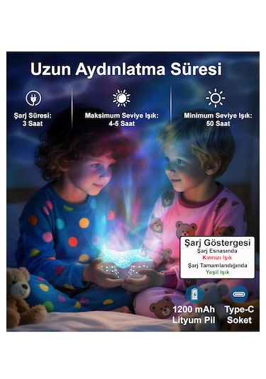 Greentech 7 Renk Şarjlı Deniz Yıldızı Projektör / Gt-lp01 Beyaz - Mavi