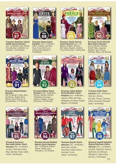 Güler Erkan Giyim Kalıpları Tüm Seriler 38 Adet Full Seri