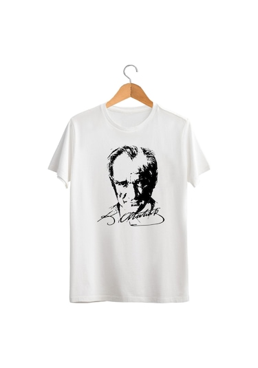 Atatürk Baskılı Tişört Atatürk T-shirt Beyaz