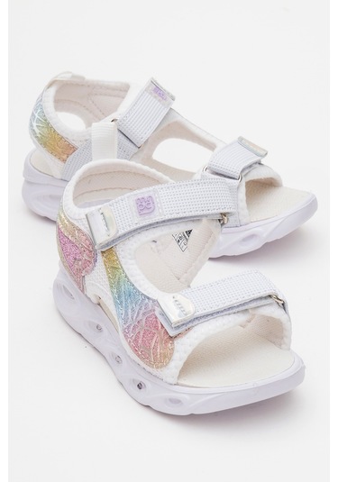 Mnpc Kız Çocuk Beyaz Işıklı Anatomik Hafif Günlük Sandalet 25y3s100651 Beyaz