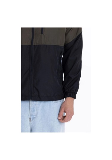 İçi Astarlı Su Ve Rüzgar Geçirmez Cepli Erkek Yağmurluk Haki - Siyah