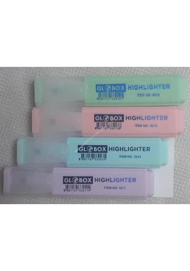 Gorkakırtasiye-Globox Fosforlu Kalem Pastel Renk 4 Lü 3230