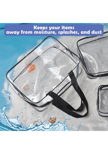 Xiyyadms Kırmızı 3'lü Set - Şeffaf Pvc Su Geçirmez Makyaj Çantası, Tuvalet Malzemeleri Ve Gereçler İçin Taşınabilir Depolama Çantası S-m-l Boyutları Kırmızı