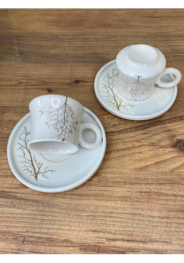 Hayat Ağacı Desenli El Yapımı Seramik Kupa, Mug, Türk Kahvesi