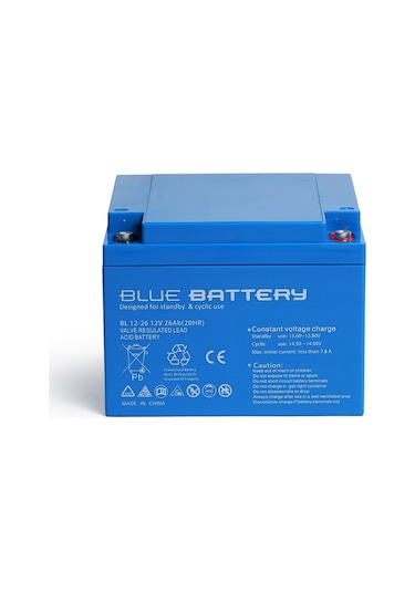 Blue Battery 12 V 26 Amper Bakımsız Kuru Akü Ups Aküsü