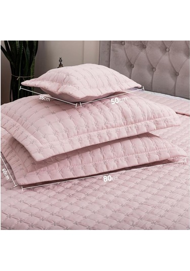 Yıldız Çift Kişilik Kapitoneli Yatak Örtüsü Pudra (447900888) Pudra