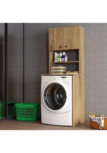 Moxen Mobilya Ceviz Çamaşır Makinesi Dolabı Cmd2002Cvz