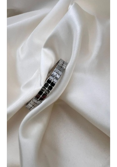 Bb Çelik İki Sıra Ezme Kelepçe Bilezik Gümüş