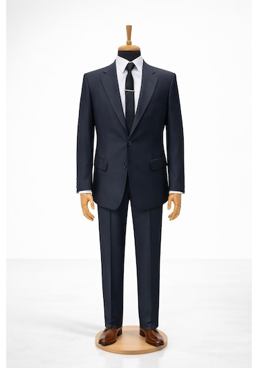 Erkek İtalyan Kesim Regular Fit Takım Elbise - 7489 Lacivert