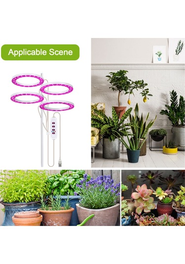 Singree Ev Bitkileri İçin Pembe Işıklı Led Büyüme Lambası - 2 Halkalı, Zamanlayıcılı, İç Mekan Kullanımı Pembe