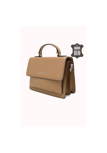 Hakiki Deri Kadın El Çantası Camel Smr9022 Camel