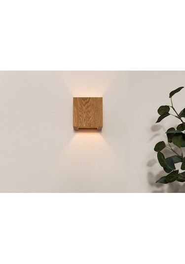 Darthuma Yansıtma Tasarımlı Çift Yönlü Ahşap Salon Duvar Aplik Ceviz