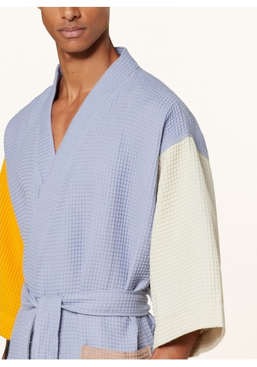 Unisex Kimono Waffle 125 Cm Şal Yaka Çift Halkalı Kemerli Mavi