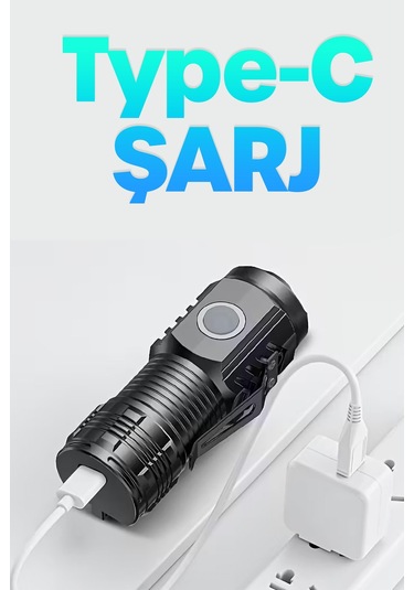 5 Modlu Şarjlı Klipsli Mıknatıslı El Feneri Mini 3 Cob Led Lamba Acil Durum Işığı 8433 Siyah