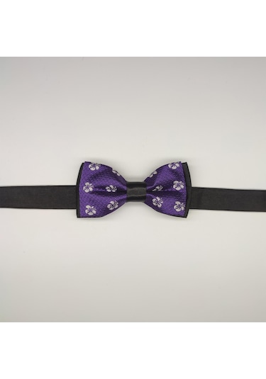 Mordino Menekşe Çiçekli Siyah Çocuk Papyon Siyah