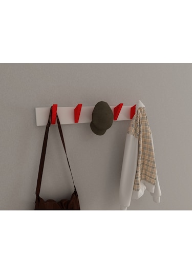 Hepsi3boyutlu Modern Duvar & Kapı Kanca Askılık - 5 Adet Kırmızı Kanca Askılık - Model No : 5 Kırmızı