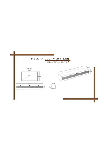 Melura Tv Ünitesi - Tv Sehpası 200 Cm Duvara Monte %100 Mdf Beyaz