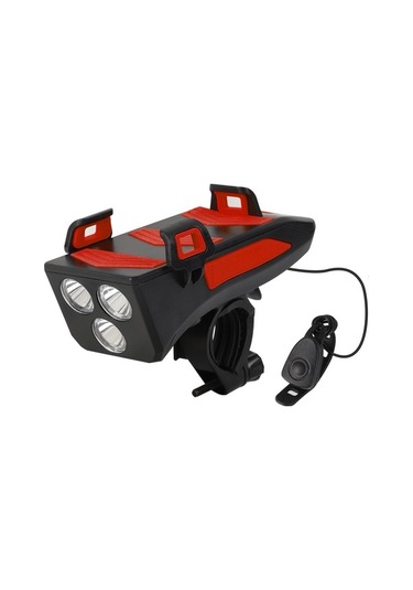 Opulentliving Leezsing 4'ü 1 Arada Bisiklet Aydınlatma Seti: 4000mah Far, Telefon Tutucu, Usb Şarj, 130db Korna Kırmızı