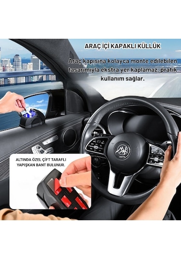 Polham Araç İçi Cam Kenarı Küllük, Kapaklı Kül Dağılma Ve Koku Önleyici Küllük, Araç Kapı Küllüğü