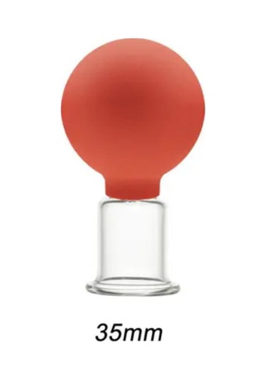 Silikon Vakumlu Yüz Ve Boyun İçin Cam Masaj Kupası No:3 Turuncu