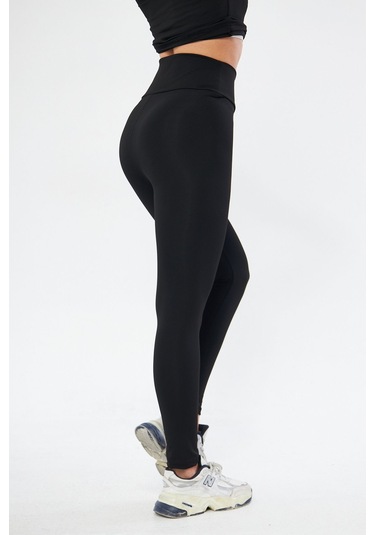 Lesa Wear Kışlık Yüksek Bel Toparlayıcı Ve Sıkılaştırıcı Likralı Şardonlu Tayt Siyah