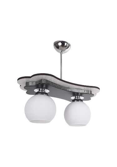 Vedemo Lora 2Li Taşlı Ahşap Avize Siyah