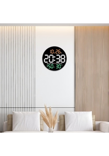 Novahub Suntek Dijital Duvar Saati Sessiz Model, Sıcaklık Ölçer, Çok-renkli Çok Renkli