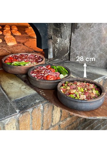 Küçük Boy Toprak Güveç Fırın Tepsisi 4 Kişilik 28 CM Toprak