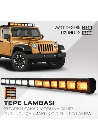 Turuncu Beyaz Çakarlı 114cm Çakarlı Led Bar Off Road