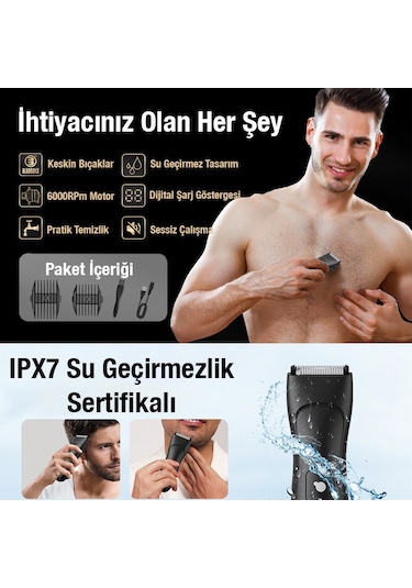 Ezere Su Geçirmez Dijital Göstergeli Saç Sakal Vücut Tıraş Makinesi