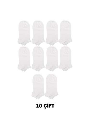 Kadın Eko Pamuklu Dikişsiz Beyaz Patik 10'lü Paket Beyaz