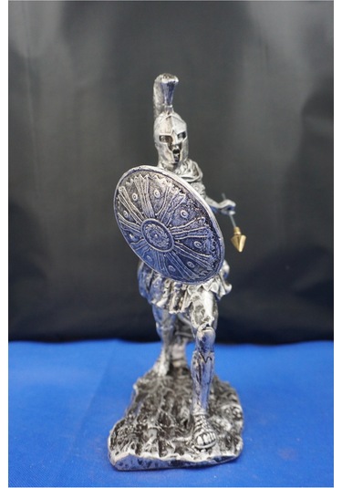 Achilles Aşil Mitolojik Tasarım - Ev Ofis Dekoratif Hediyelik Aksesuar 19 Cm Gümüş