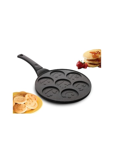 Penguen Granit Döküm Yüz Emojili Pankek Tava 28 Cm Pen