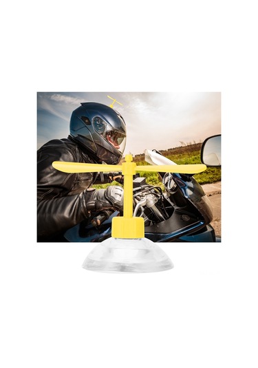 Lemestar Motorsiklet Kask Aksesuarı: Plastik Pervane, Evrensel Sünger Tutucu, Hareketli Dekorasyon, Sarı Renk