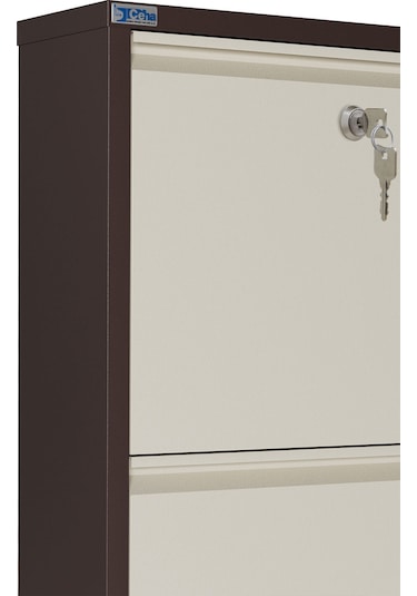 Ceha  Kilitli 5'li Metal Ayakkabılık - Kahve/krem K.AYK-5 /AB8317-AB1013/KL Kahverengi