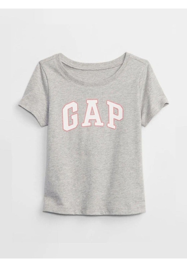Kız Bebek Gap Logo T-shirt Gri-5945 Gri