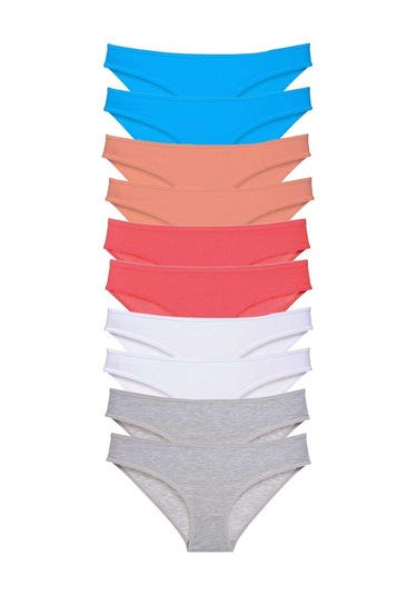 10 Adet Süper Eko Set Likralı Kadın Slip Gri Beyaz Pudra Fuşya Ma Çok Renkli
