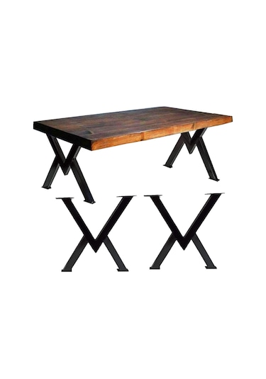 Sehpa Ayağı Masif Ahşap Kütük Orta Sehpa Ayakları Metal Ayak