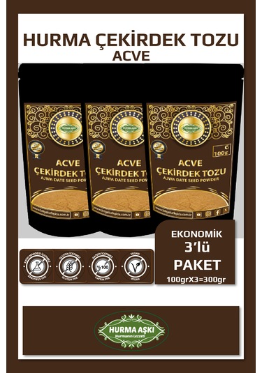 Hurma Aşkı Acve Hurma Çekirdeği Tozu 100grx3 300gr