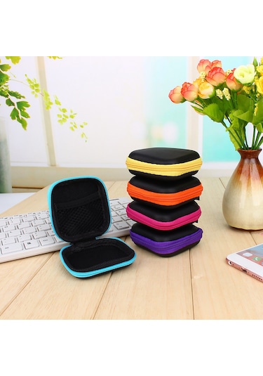 Xiyyadms Mikrofon, Kulaklık Ve Küçük Elektronik Aletler İçin Dayanıklı, Sıkıştırmaya Dayanıklı, Mavi Kare Desenli Taşınabilir Saklama Kutusu 70x70x20mm Diğer