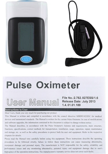 Sones Ab-80 Hassas Parmak Nabız Oksimetresi Kan Oksijen Monitörü Mavi