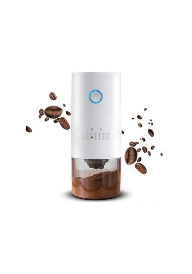 Wezone Seramik Öğütüçü Çekirdekli Kahve Değirmeni, Sonsuz Kalınlık Ayarı, Otomatik Kapatma, 25g Fincan, 120ml Toz Kabı, Type-c Şarjlı, Taşınabilir, 1250mah Pil, Beyaz Beyaz