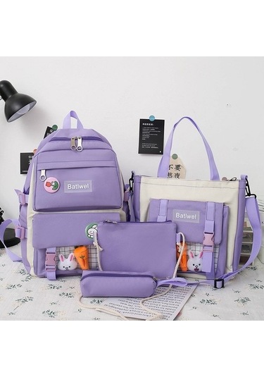 4 Parça Büyük Kapasiteli Sırt Çantası Seti Siyah 4etuee Diğer