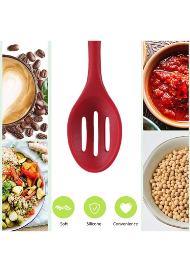 4 Adet Oluklu Silikon Kepçe Yapışmaz Silikon Karıştırma Kaşığı